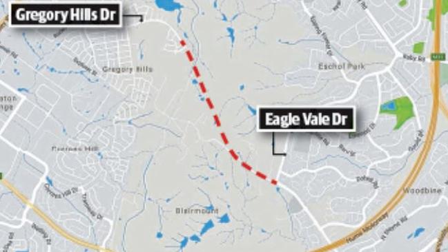 A map of the Gregory Hills Drive extension.