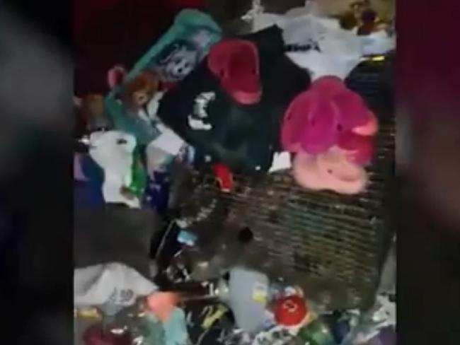 The house was strewn with litter and mess. Picture: Screengrab/Seven News