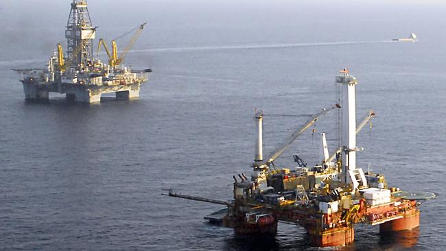 Oil wells in the Gulf of Mexico.