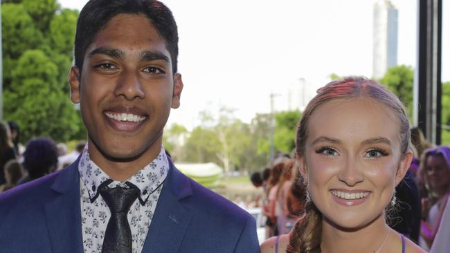 Aryan Anis and Summer Owen at the Coomera Anglican College Formal at HOTA. Picture: Marcelo Lang.