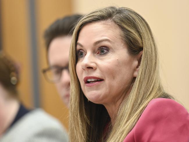 CANBERRA, Australia - NewsWire Photos - October 17, 2024: eSafety Commissioner Julie Inman Grant appears at the Communications Legislation Amendment (Combatting Misinformation and Disinformation) Bill 2024 hearing at Parliament House in Canberra. Picture: NewsWire / Martin Ollman