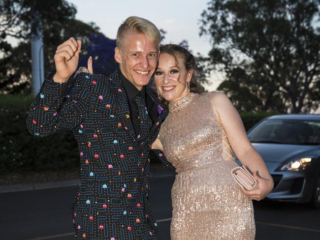 Corrin Nugteren and Rose Burke at Centenary Heights State High School formal at Picnic Point, Friday, November 20, 2020. Picture: Kevin Farmer