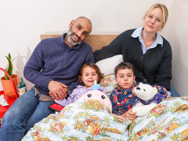 RJ and Tahliaha with their children Ahilan and Mara Mae. Picture: Brendan Beckett