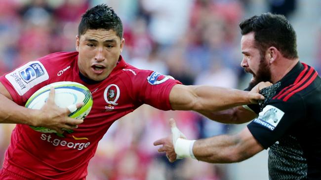 Reds v Crusaders. Anthony Faingaa tries to break clear. Pic Mark Calleja