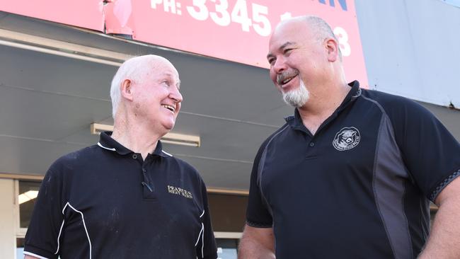 Pearce's Meat Barn owner Ian Pearce (right) with long-term manager Bruce. Picture: Alex Treacy