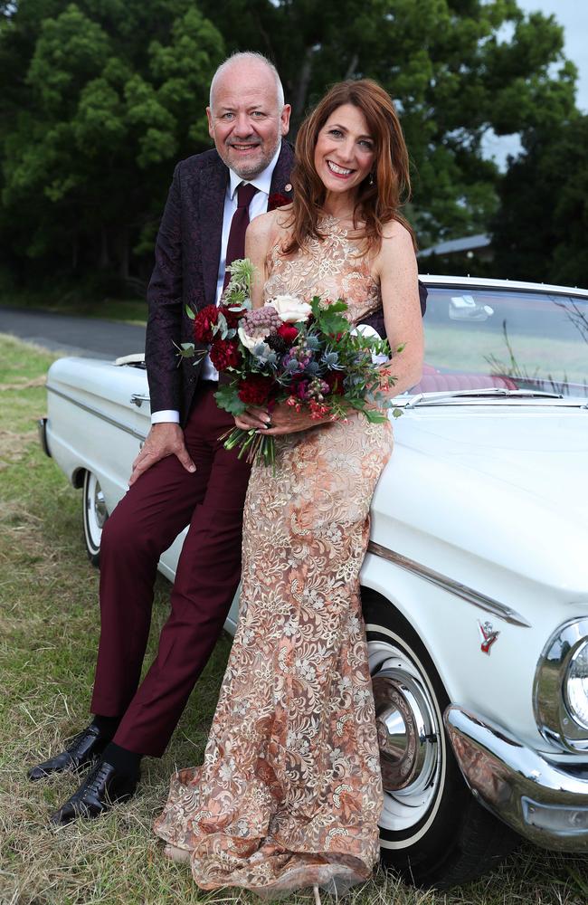 Robin Bailey and Sean Pickwell on their wedding day. Picture: Liam Kidston