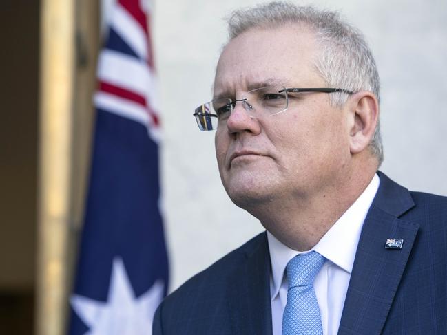 CANBERRA, AUSTRALIA-NCA NewsWire Photos AUGUST 06 2020Prime Minister Scott Morrison with the Home Affairs Minister peter Dutton during a press conference discussing the federal government's new cyber security plans, at Parliament House in Canberra.Picture: NCA NewsWire /Gary Ramage