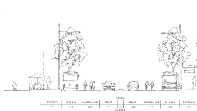 Design of alternative proposal for Oxford St East Cycleway, which was voted out by the Woollahra council on November 15, Picture: File.