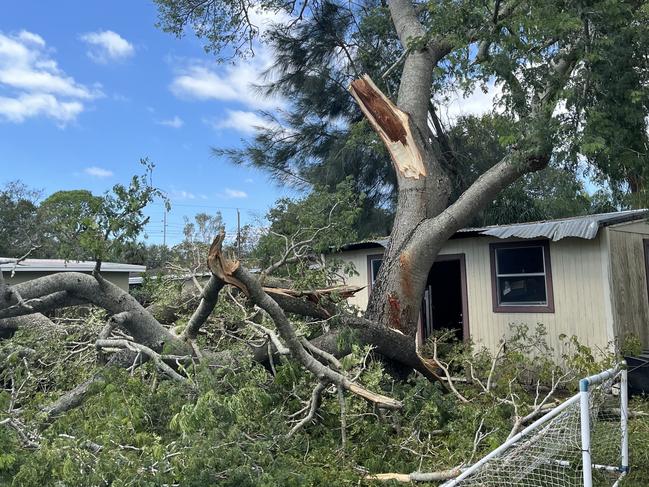 Damage to the property of Matthew Leyshon, the Aussie expat from Sydney living in Florida, following Hurricane Milton.