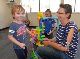 PLAYING AROUND: Jaxon with his mum Lynette, his favourite learning facilitator. Picture: Rhylea Millar