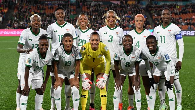The Zambian team lined up to face Costa Rica. Picture: Saeed Khan / AFP