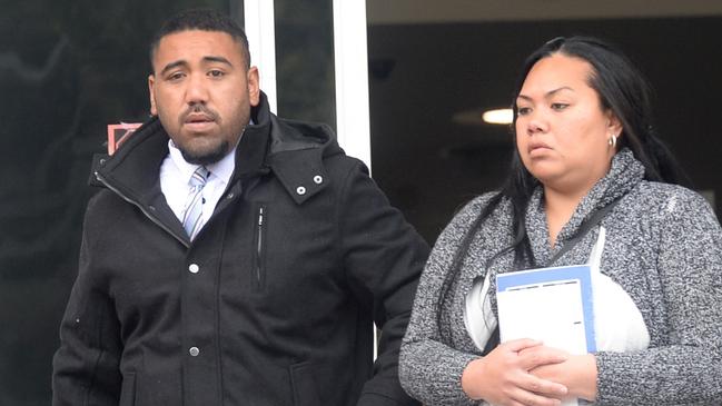 Frederick Amituanai leaves Mt Druitt Local Court with a supporter. Picture: Jeremy Piper