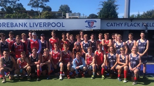 NSW under 18 hockey players at a training session in Sydney before the nationals.