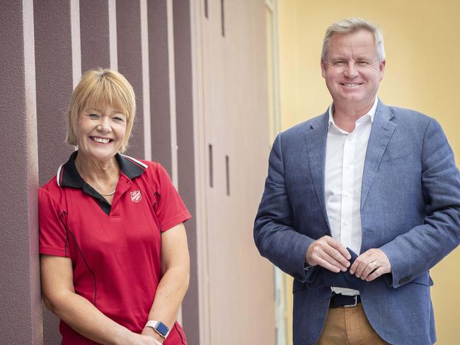 Salvation Army Doorways Manager Tasmania Stacey Milbourne and Tasmanian Health Minister Jeremy Rockliff at The Salvation Army Hobart Citadel. Picture: Chris Kidd