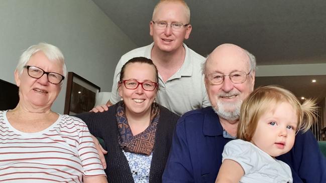 Monica McMahon (middle), Dan Chessell (back) Imogen with grandparents, Supplied.