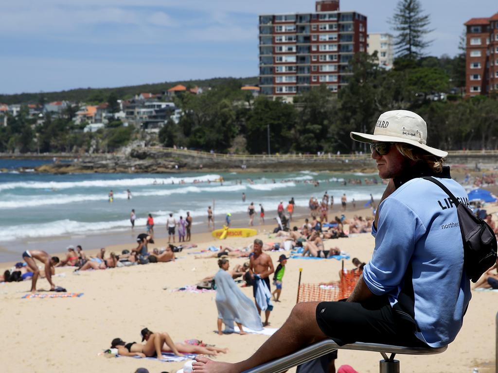 Lifeguard keeps a keen eye on crowded Manly beach. Drones will assist in monitoring crowd numbers at more than 20 northern NSW beaches during summer. Picture: Supplied