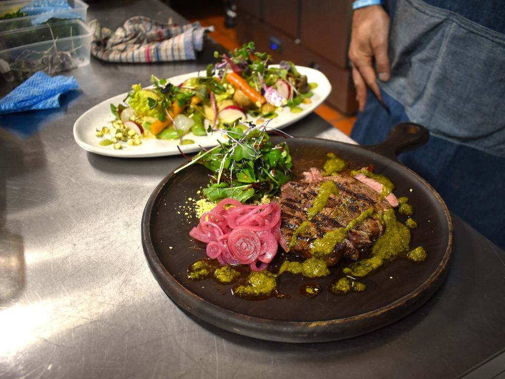 Bar94 owner and chef Dan Cavacas made a delicious seared steak and a raw salad, both dressed with Silent Grove Organics microgreens. Photo: Zoe Devenport