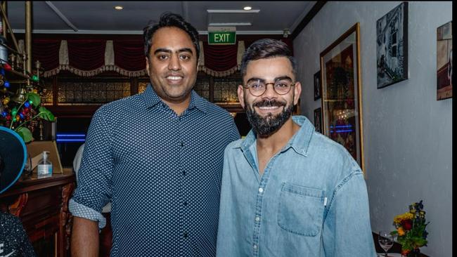 Virat Kohli at the British Raj restaurant on Henley Beach Road. Picture: Facebook.