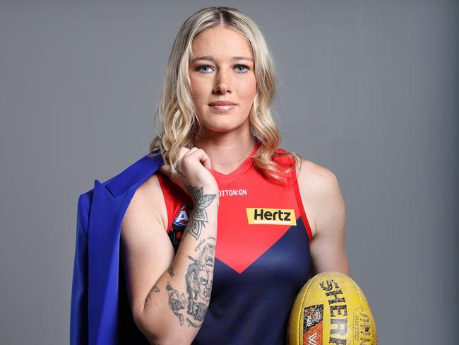 Tayla Harris shows off her arm tattoos. Picture: David Caird