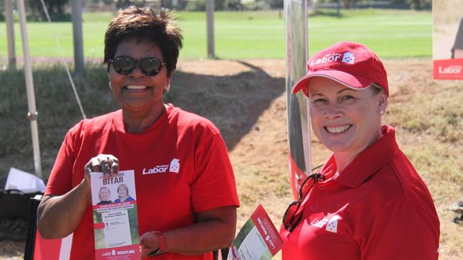 Lingiari MP Marion Scrymgour and Labor's Braitling Candidate Alison Bitar. Picture: Gera Kazakov