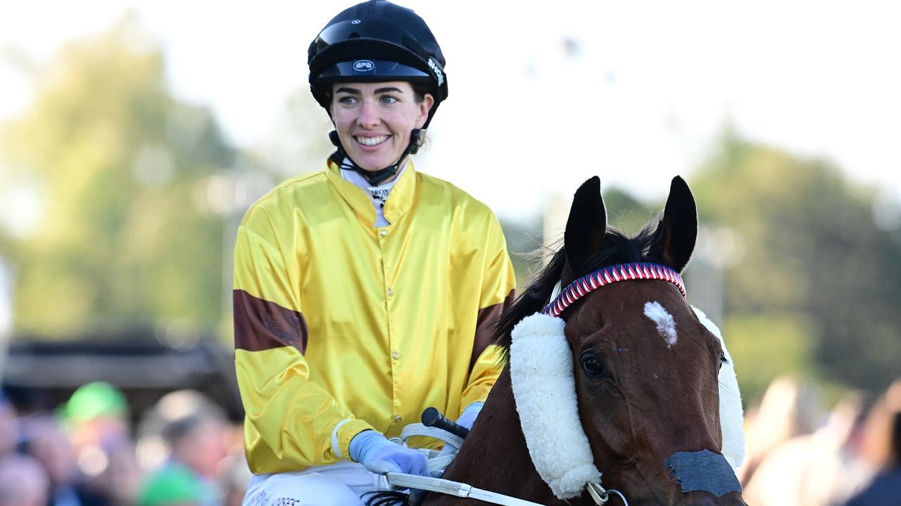 Premiership-hunting jockey Angela Jones. Picture: Grant Peters / Trackside Photography