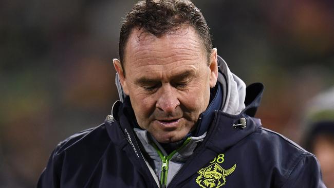 Raiders coach Ricky Stuart is close to Wighton. (AAP Image/Your Name)