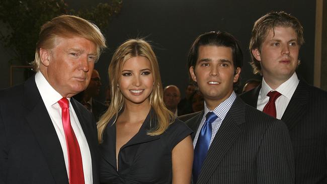 Donald Trump with his children Ivanka, Donald Jr., and Eric. Picture: Wire Image