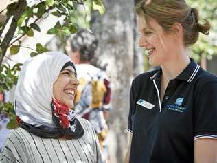 Zahra Hashimi and Hannah Belesky from the Toowoomba Refugee and Migrant Support are aware of the growing migrant population in our neighbouring city. Picture: Kevin Farmer