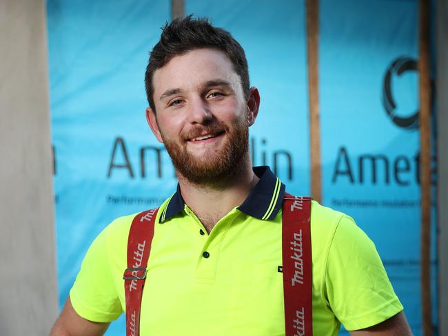 Construction sites will be allowed to operate on weekends during the covid-19 pandemic. Third year carpentry apprentice Shea Davies, 23, welcomed the move, saying he was "always up" for more work. Pictured at a work site in St Clair. Picture: Jonathan Ng