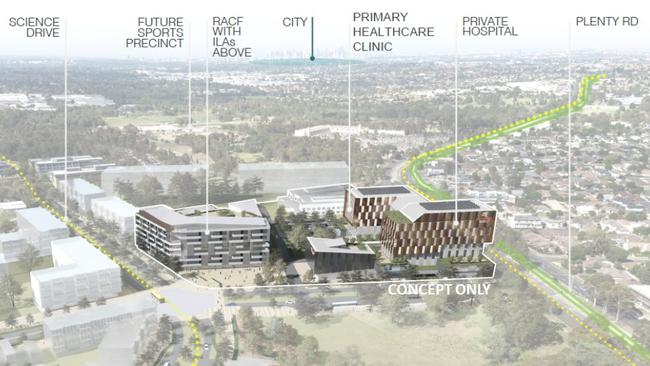 A concept image for the health and wellbeing hub at La Trobe University Bundoora campus.