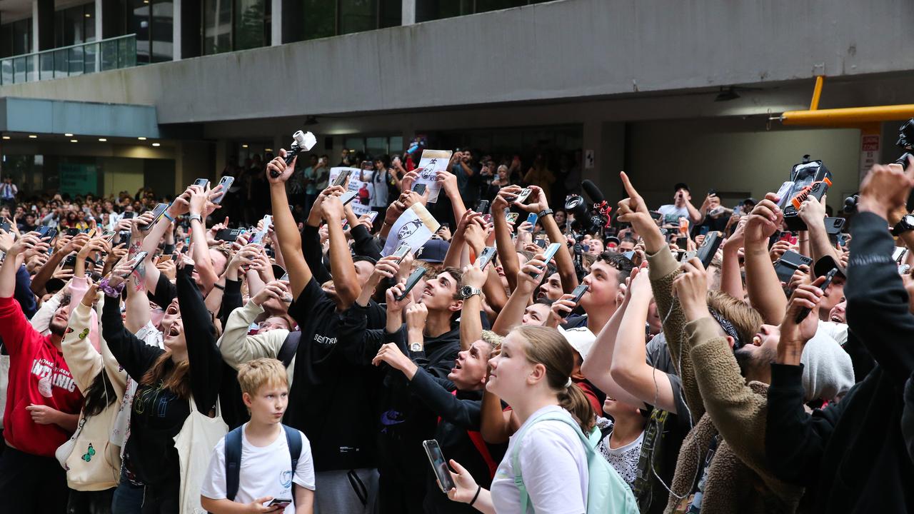 The crowd cheered for the pair as they appeared on the balcony. Picture: NCA Newswire/ Gaye Gerard