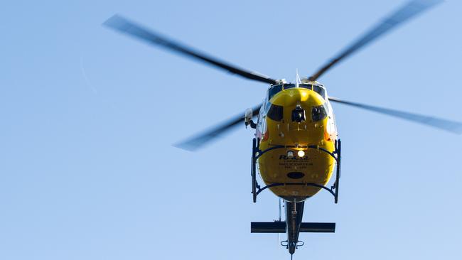 RACQ Life Flight Rescue Helicopter arrives on the scene of a serious Goodwood Crash.