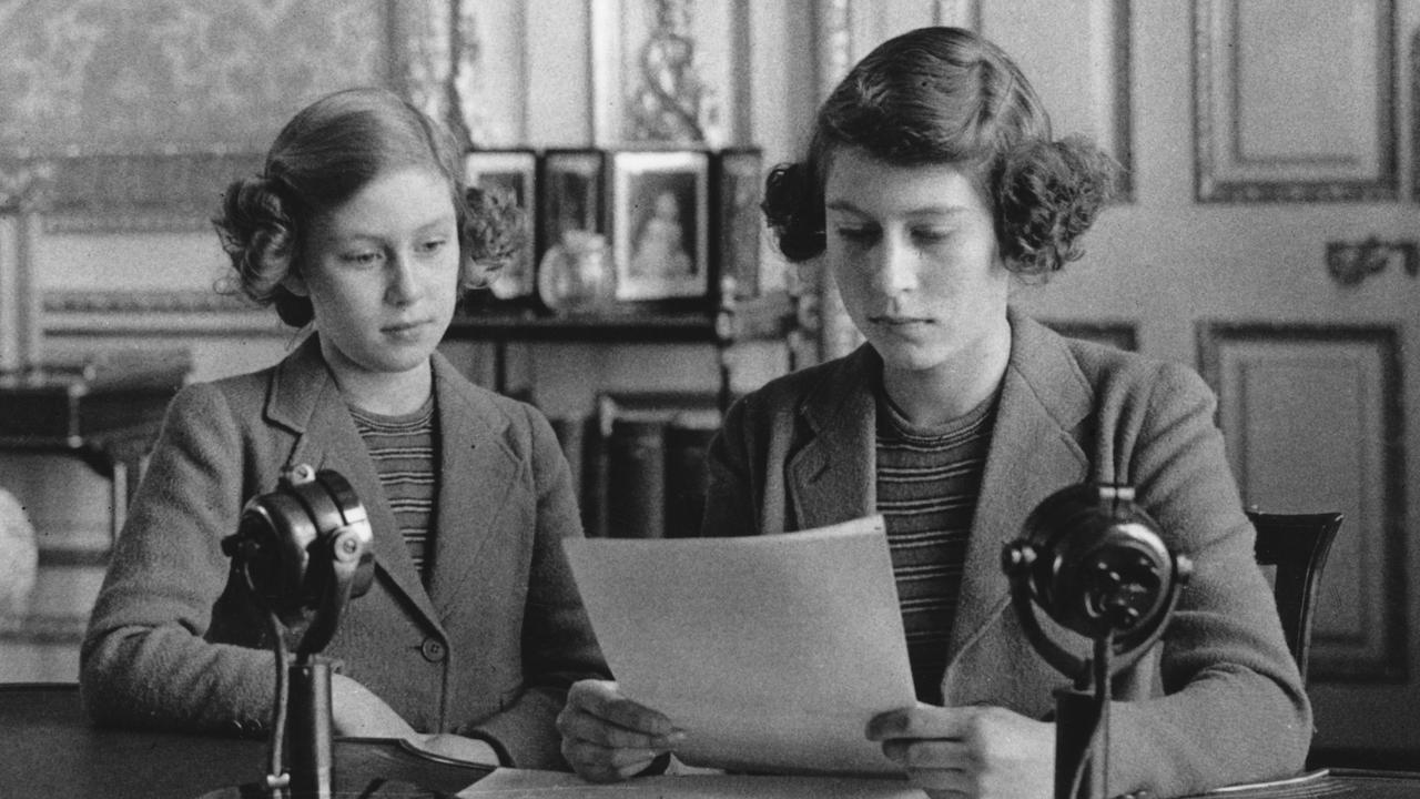 The Queen shared this photo of a younger version of herself with Princess Margaret during her address.