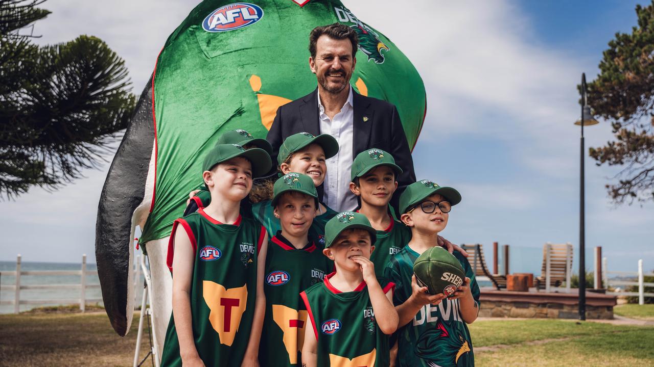 Brendon Gale is welcomed as inaugural CEO of Tasmania Football Club in Penguin, Tasmania. Picture: Tasmania Football Club