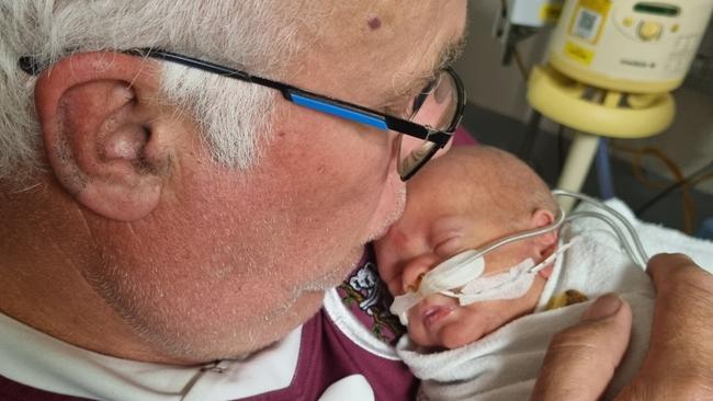 A baby boy born 13 weeks early spent Father’s Day in hospital in the arms of proud father-of-four John Macfarlane who says his youngest son is an absolute blessing.