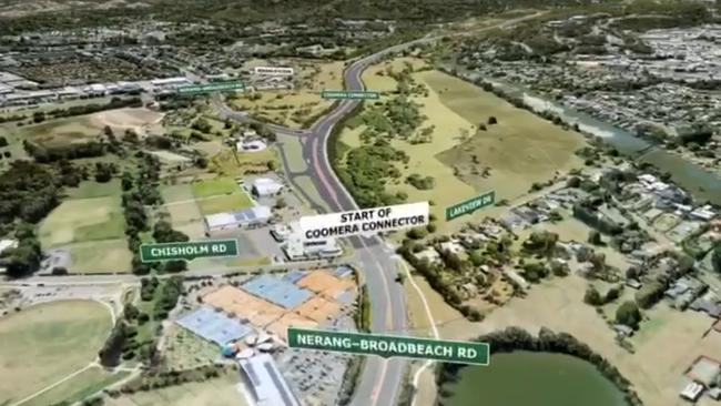 Where the Coomera Connector will join the Nerang-Broadbeach Rd.