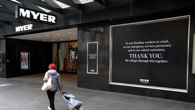 Like so many retailers, Myer was hit hard by the coronavirus pandemic. Picture: NCA NewsWire/Andrew Henshaw