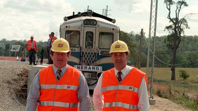 Rob Borbidge with Vaughan Johnson at Helensvale - Nerang Rail track.