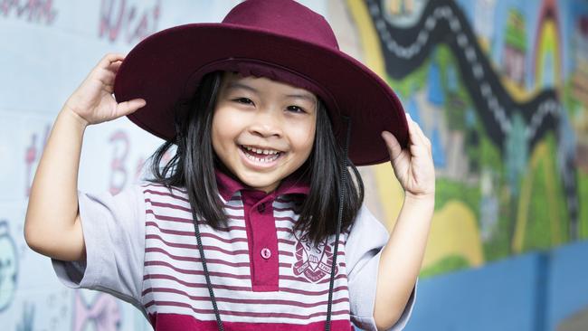 Kate Chai, 5, of Wynnum West State School. Picture: Renae Droop