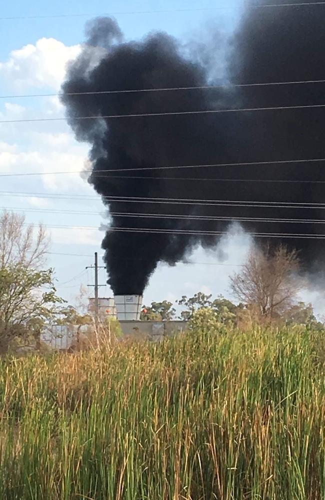 Smoke billows from the mine at North Goonyella from a fire that started in September 2018.