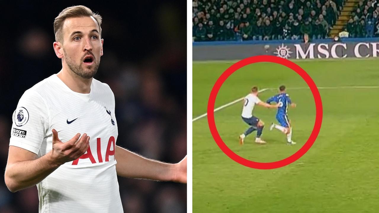Harry Kane had a goal rubbed out after he was deemed to have pushed Thiago Silva in the back. Picture: Supplied