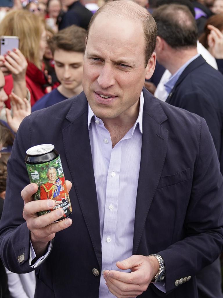 William was seen with a can of Organic Coronation Ale. Picture: Andrew Matthews-WPA Pool/Getty Images