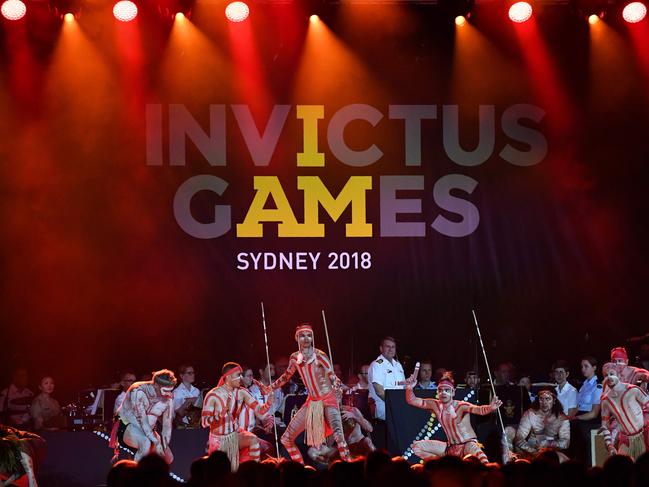 Aboriginal dancers perform at the Invictus Games opening ceremony. Picture: Saeed Khan/AFP