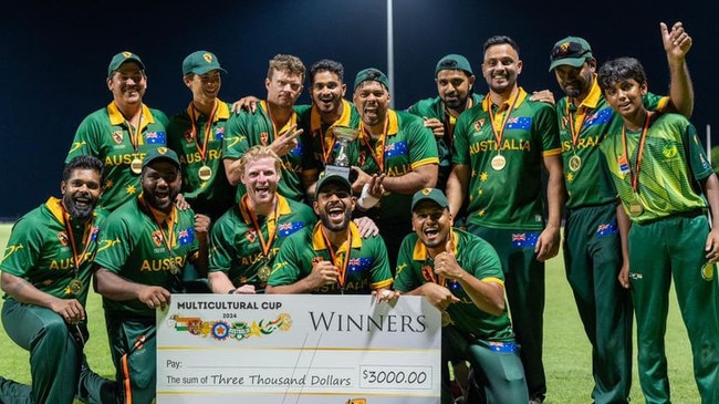 Australia B celebrating their 2024 Multicultural Cup victory. Picture: NT Cricket Facebook.