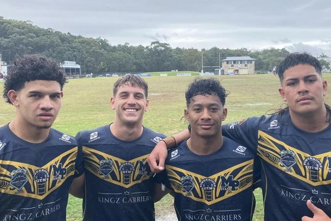 Tyson McDonald, Bailey Downs, Tipene Cooley and Motootua Kia of Mabel Park's Langer Reserves side after a win last season.
