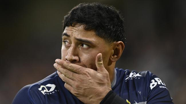 Jason Taumalolo was denied a crucial try by the video referee. Picture: Ian Hitchcock/Getty Images