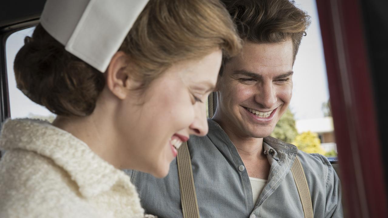 Teresa Palmer and Andrew Garfield in a scene from Hacksaw Ridge.