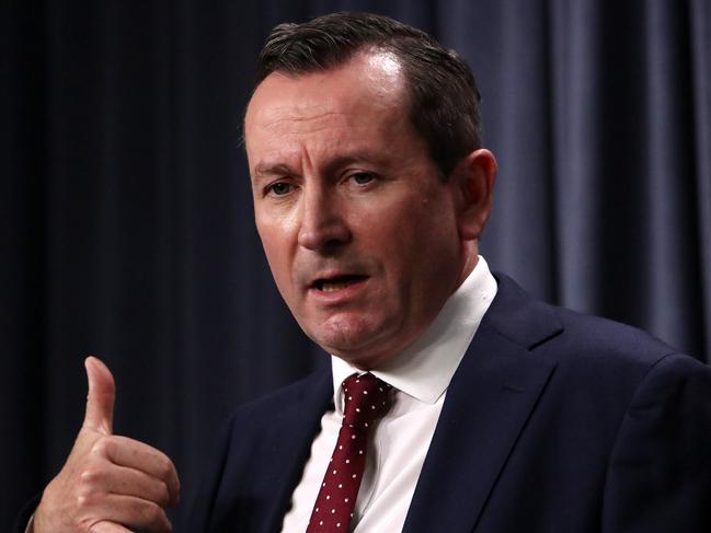 9/7/2021 Premier Mark McGowan holds a presser at Dumas House media room Pic Colin Murty the Australian