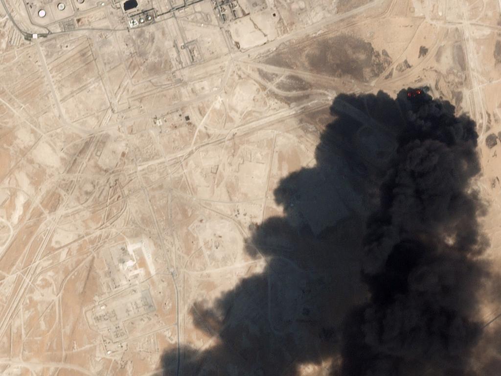 This satellite overview handout image obtained September 16, 2019 courtesy of Planet Labs Inc. shows damage to oil/gas infrastructure from drone attacks at Abqaig in Saudi Arabia Picture: HO / PLANET LABS INC