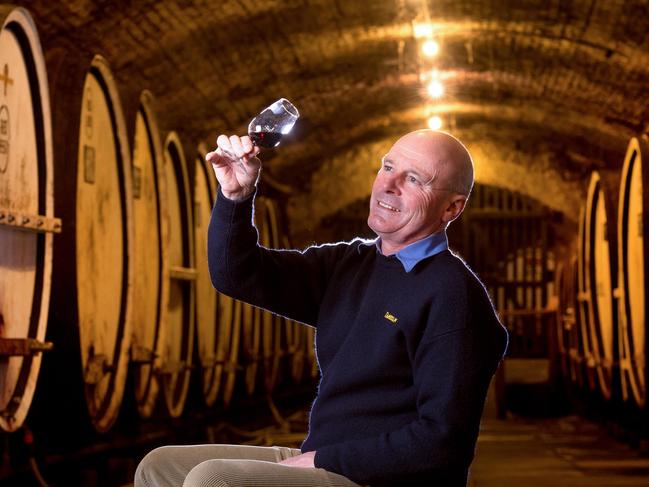 Tahbilk winery has just won the James Halliday Australian Wine Companion 2016 Winery of the Year. Family Owner, Alister Purbrick with a glass of hsi product at the winery.  Picture: Jay Town